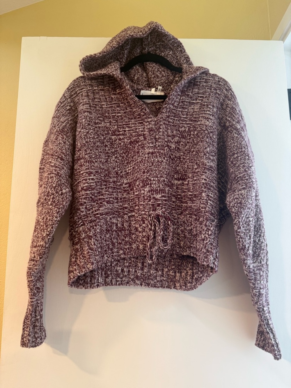 Women's NWOT Designer Purple/Burgundy Hooded Wool Pullover Sweater